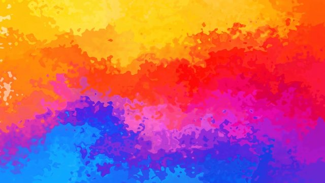 abstract animated stained background seamless loop video - watercolor splotch effect - neon half rainbow full color spectrum - magenta, pink, red, orange, yellow, violet and purple