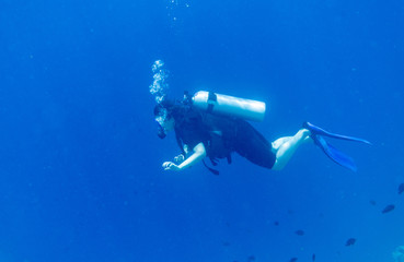 Scuba diver below surface