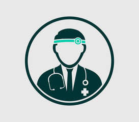 Otorhinolaryngologist medical icon with circle shape. Flat style illustration.