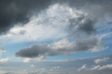 Fototapeta na wymiar Blue sky with beautiful fluffy clouds, natural background 