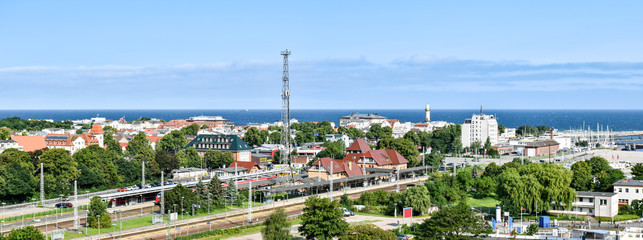 View over the town Warnemünde in the state Mecklenburg-Vorpommern, Germany