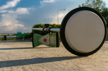 Surveyor equipment (gps) on construction site	