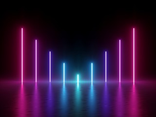 3d render, abstract minimal background, glowing lines, chart, pink blue neon lights, ultraviolet spectrum, virtual reality, laser show