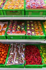 Vegetables and Fruits in a Supermarket