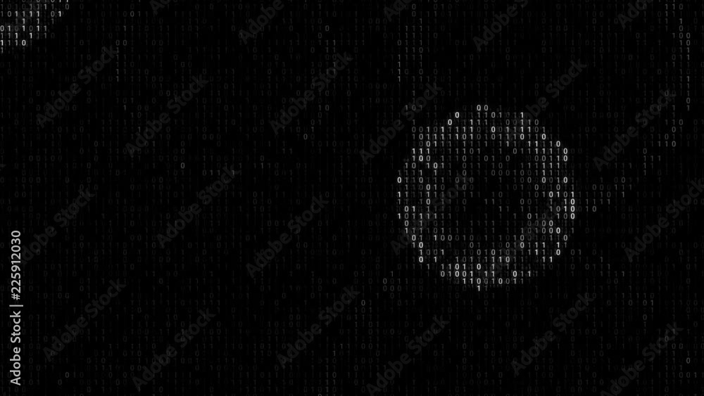 Poster 3d abstract background with zero and one digits. binary wall with shock waves that explode and glow 