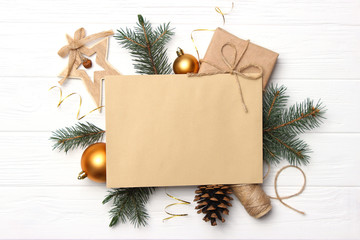 Christmas accessories and space to insert text.