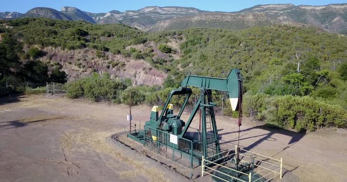 Oil Pump Jack Aerial Sespe Oil Field