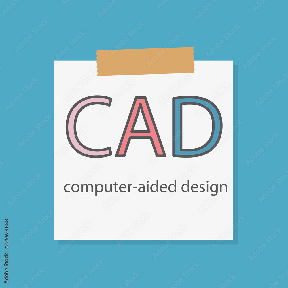 Poster cad computer-aided design rate written in a notebook paper- vector illustration