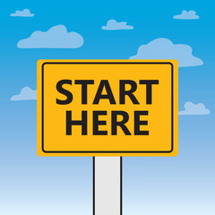 start here written on a billboard- vector illustration