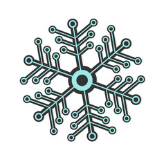 Futuristic snowflake in black and blue color isolated on white background. Perfect for Christmas and New Year Design. Vector.Eps10
