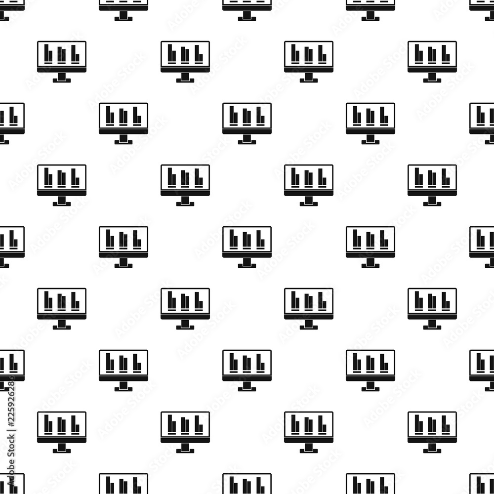 Poster Business graph at computer screen pattern seamless in simple style vector illustration