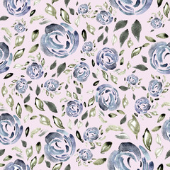 seamless vintage flower pattern on navy background.