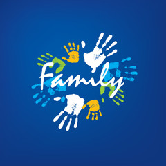 Family icon in the form of hands. Vector illustration