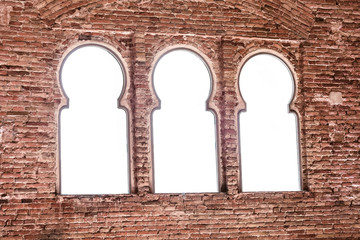Brick castle window as isolated frame
