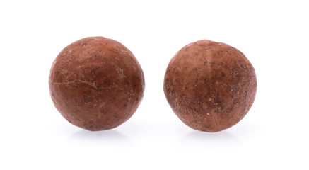 Macadamia nut isolated on white background.