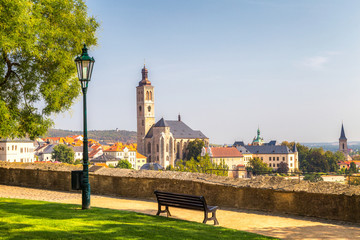 Historic center of Kutna Hora with Church of St James, Czech Republic, Europe.