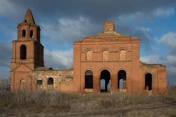 Ruined old church in the Oryol region in Dolzhansky district
