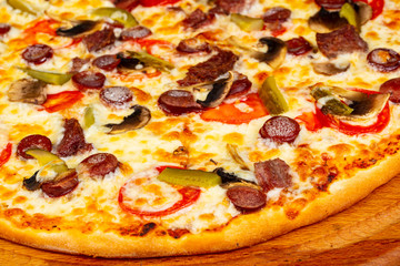Pizza with sausages