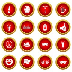 Oktoberfest icon red circle set isolated on white background