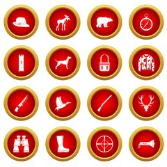 Hunting icon red circle set isolated on white background