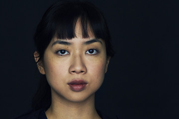 Portrait of woman with black hair