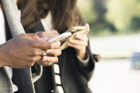 Couple using smartphone