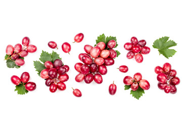 pink grapes isolated on the white background with copy space for your text. Top view. Flat lay...