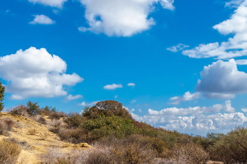 Fototapeta na wymiar Top of the climb to blue sky and white clouds