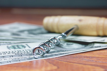 corkscrew and money