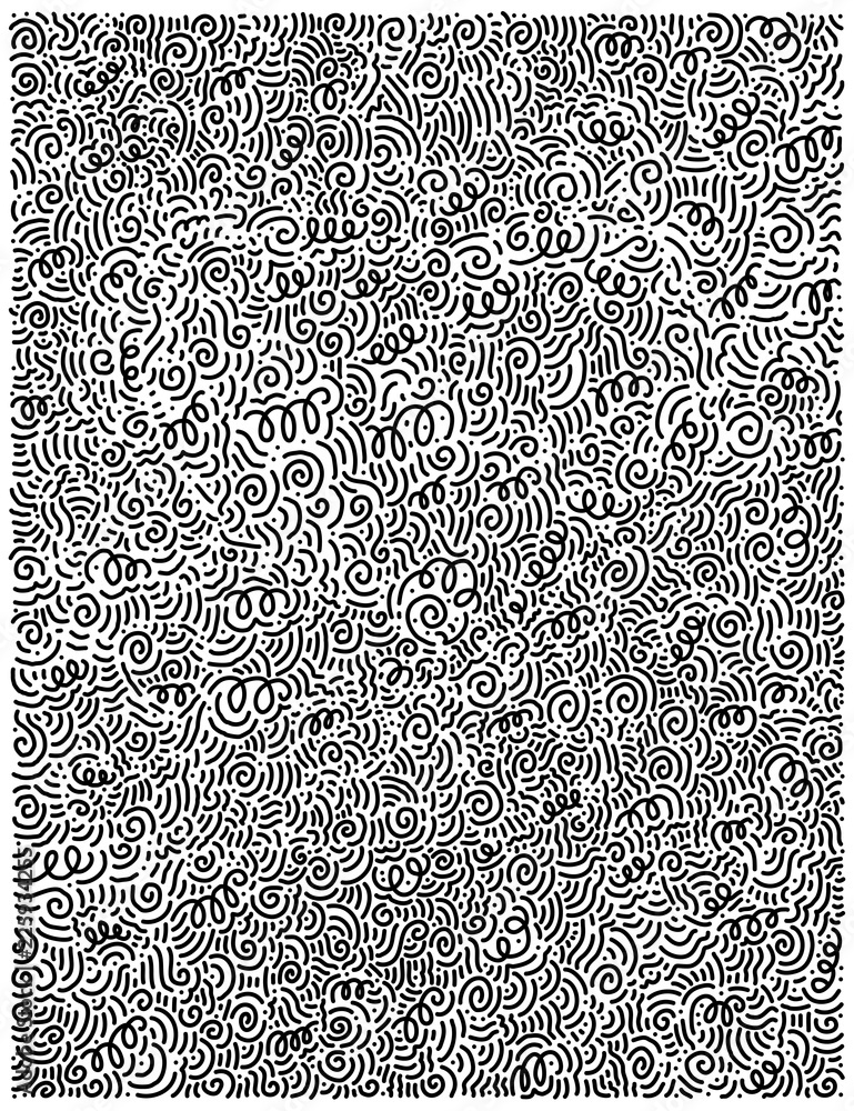 Wall mural scattered geometric line shapes. abstract background design. vector black and white pattern.
