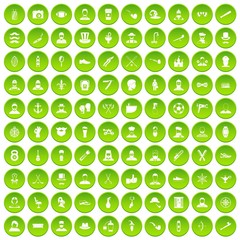 100 beard icons set green circle isolated on white background vector illustration