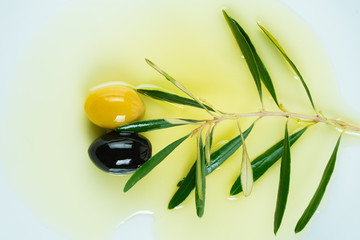Obraz na płótnie Canvas olives and olive oil