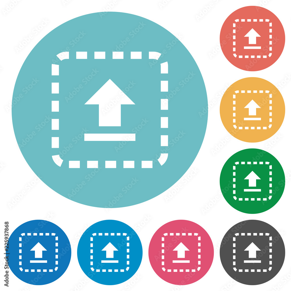 Poster drag to upload flat round icons