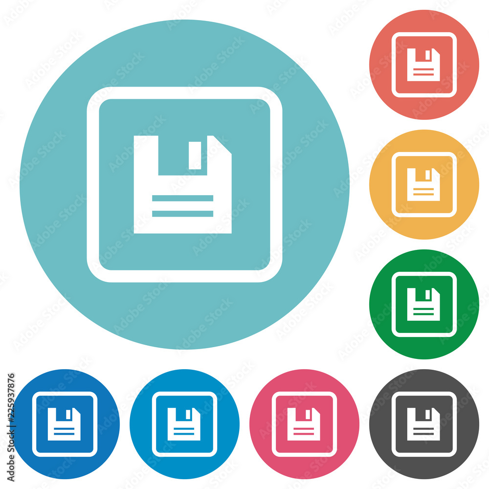 Poster save object flat round icons