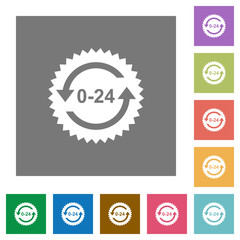 24 hours sticker with arrows square flat icons