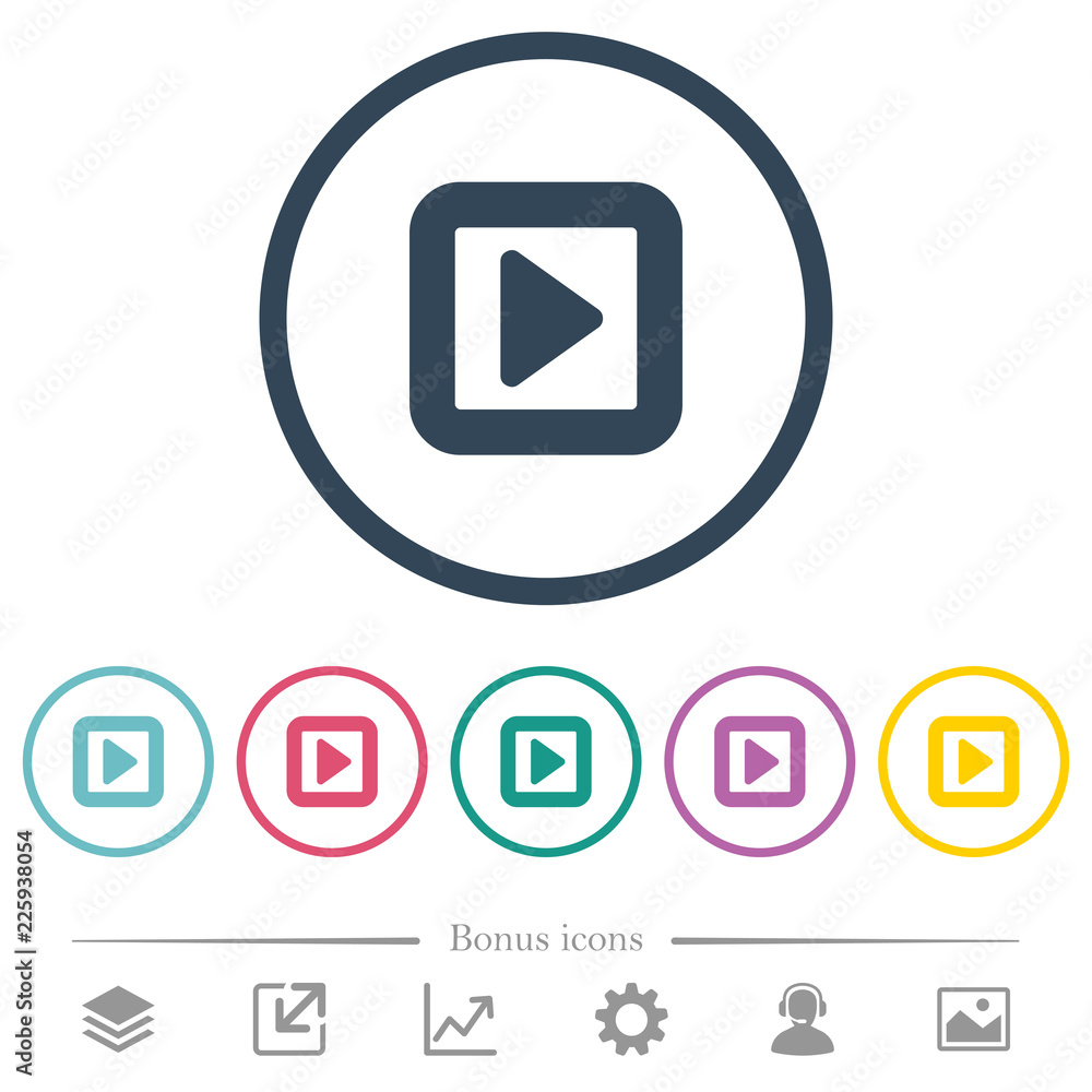 Poster toggle right flat color icons in round outlines
