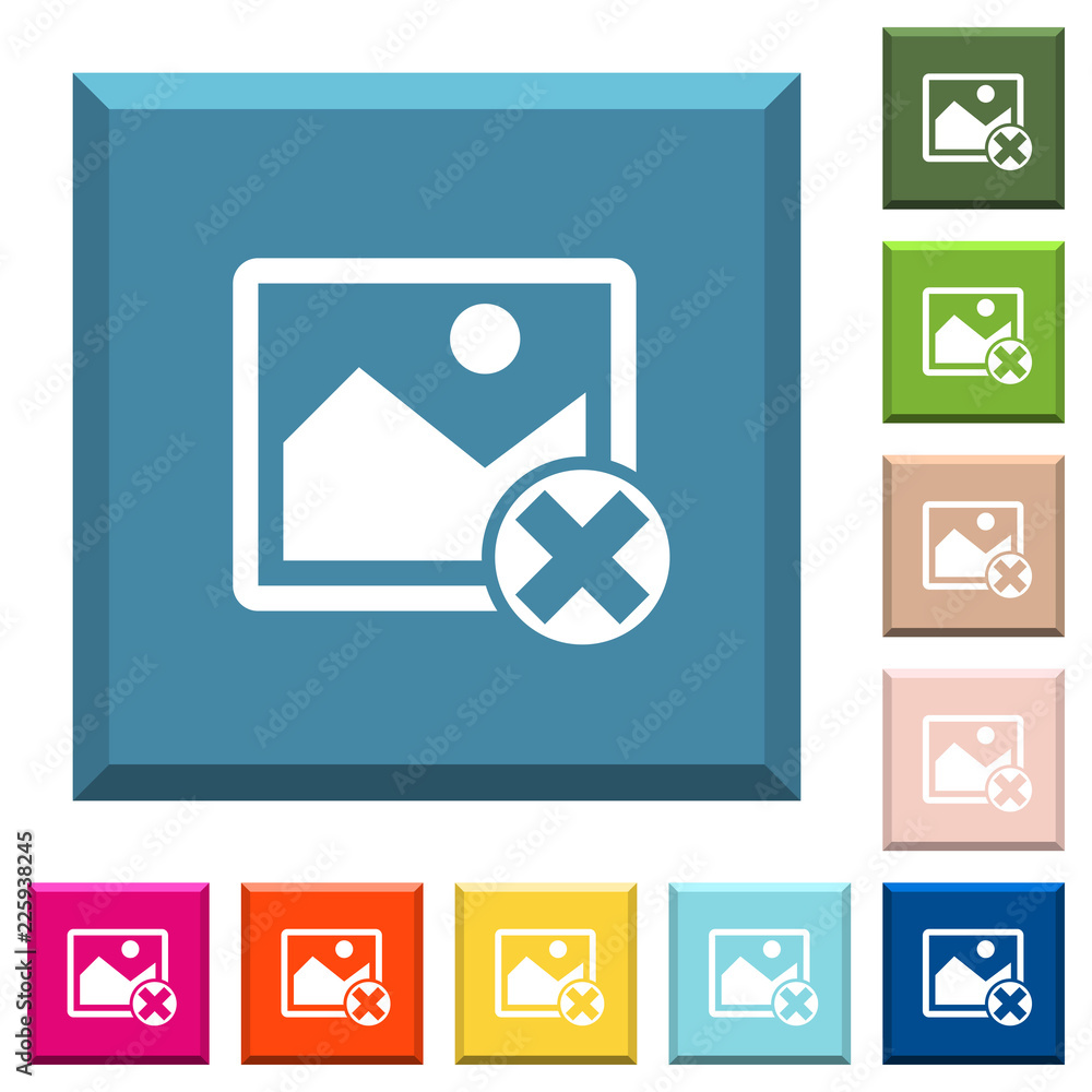 Poster cancel image operations white icons on edged square buttons