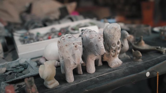 bedouin souvenirs, close shot tilt up, souvenirs in the historic city of Petra. Jordan. 4K
