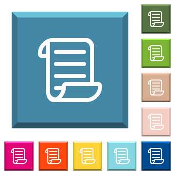 Script code white icons on edged square buttons