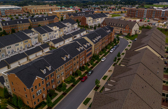 Aerial view of typical east coast town houses
