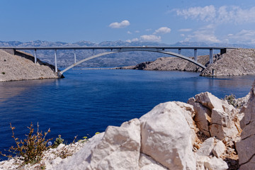 Bridge to the Isle of Pag croatia. - obrazy, fototapety, plakaty
