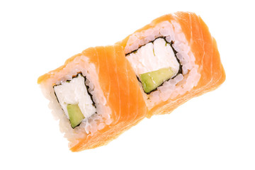sushi roll isolated on white background without a shadow