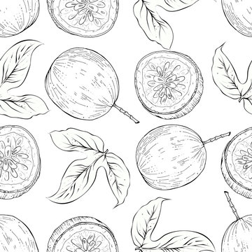 Pasision fruit seamless pattern, vector