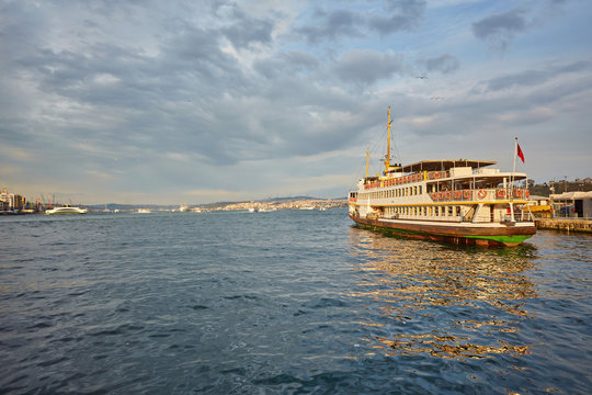 Bosphorus with a old town on a background
