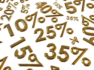 3d rendering. Percentages on a white background.Isolate. 