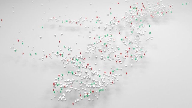 Map of the Republic of the Philippines - Asia | 3d Rendering, mosaic of little bricks - White and flag colors. A number of 2811 little boxes are accurately inserted into the mosaic. Flag colors