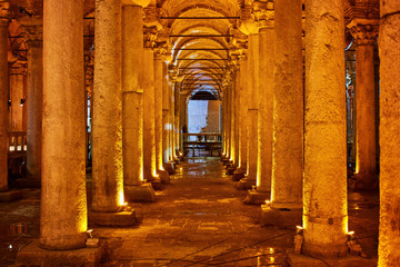 The Basilica Cistern - underground water reservoir build by Emperor Justinianus in 6th century, Istanbul