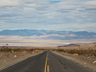 Highway 190 crossing Panamint Valley in Death Valley National Park