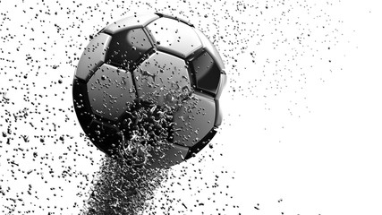 Soccer ball with Silver Spiral Particles. 3D illustration. high quality rendering.