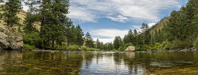river lake in the mountain forest